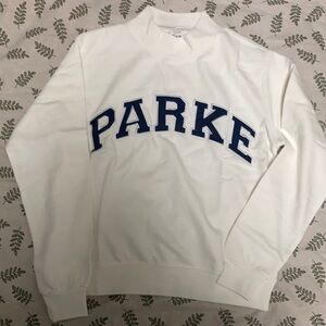 Parke white mock Neck Varsity Logo sweatshirt size Small /Medium